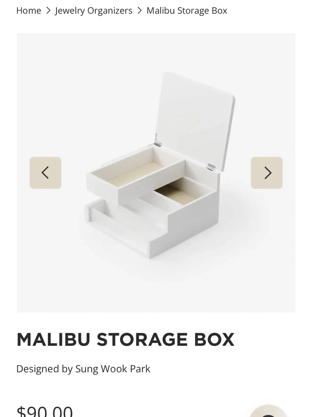 Umbra Malibu Storage Box Jewelry Organizer in White